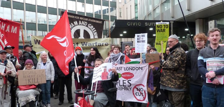 Campaigners outside Lewisham Town Hall