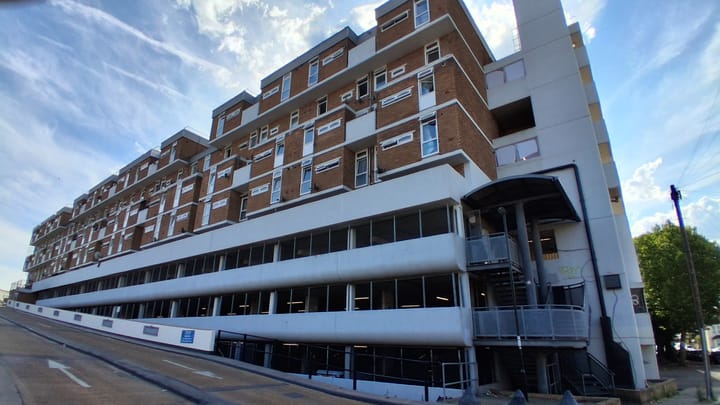 Flats of the estate built on top of the 3-storey car park. 