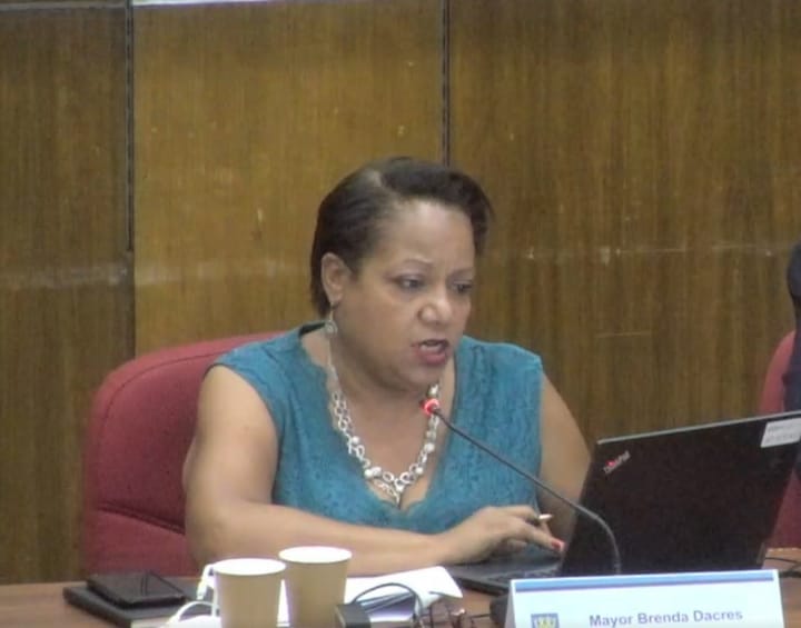 Lewisham mayor Brenda Dacres at the meeting