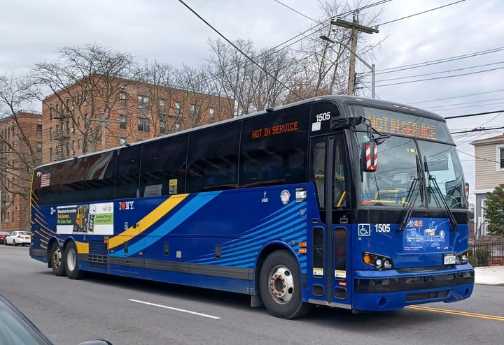 MTA New York bus in blue livery