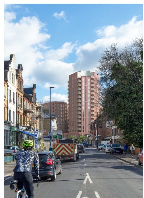 CGI of proposed 17 storey tower, building A1. 